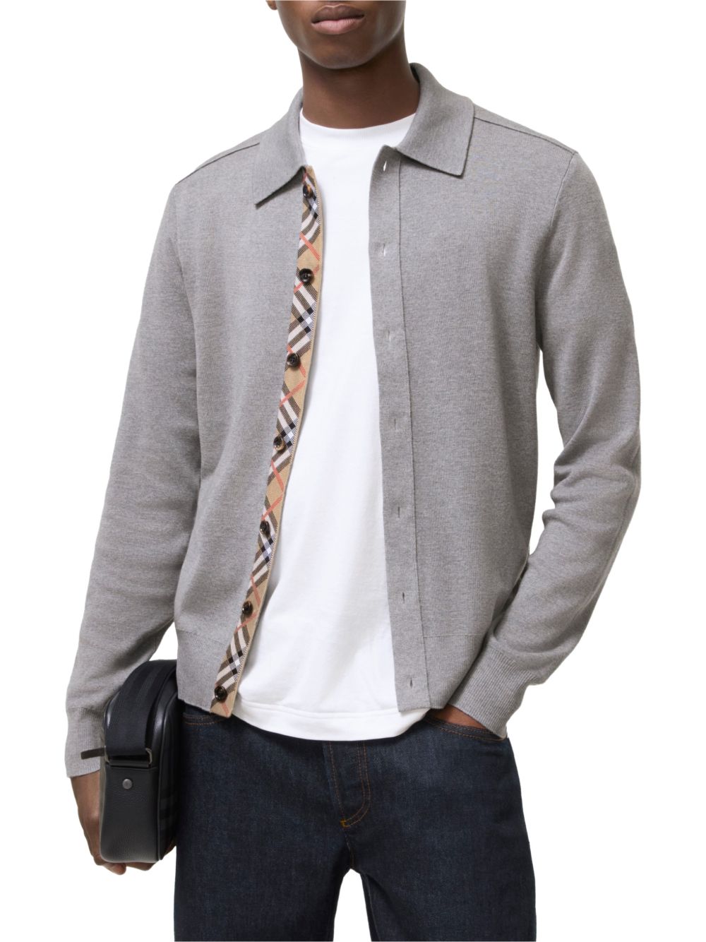 Check Trim Wool Cardigan 8127692 A1345 BURBERRY