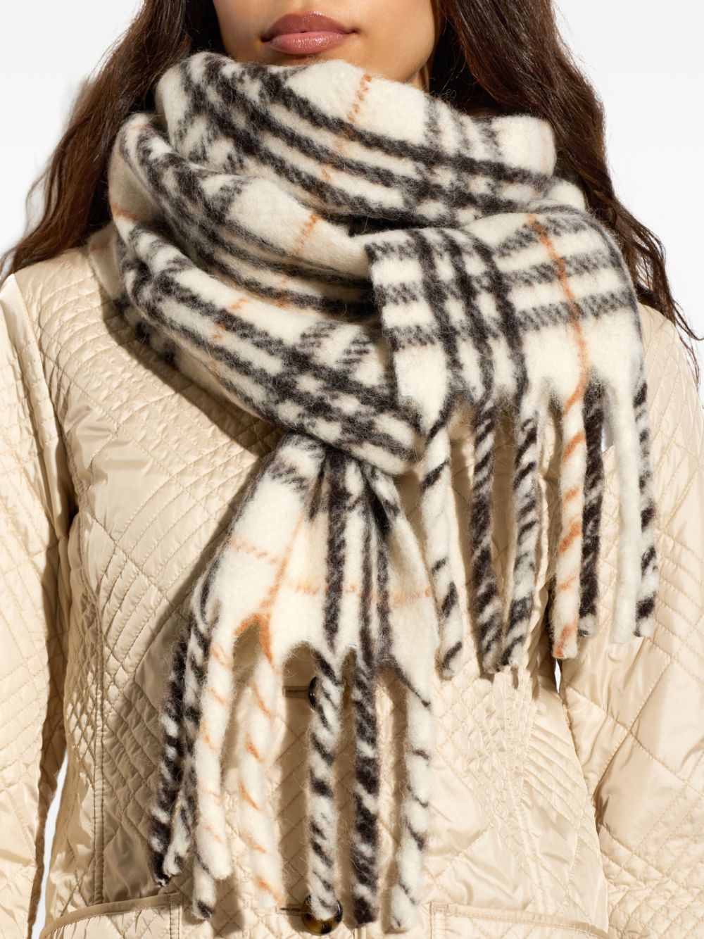 Checked Fringed-Edge Scarf 8130018 A4486 BURBERRY