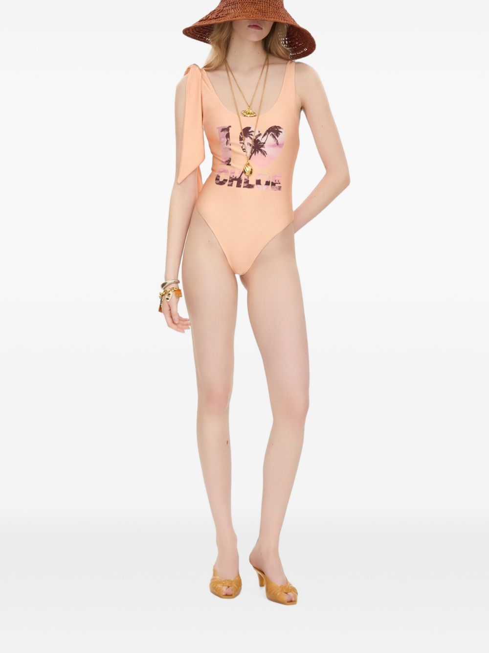 Tie-strap one-piece swimsuit CH26AMB24888 6I0 CHLOÉ