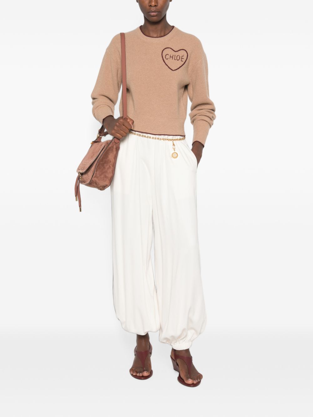 Cropped fitted logo sweater CH26AMP41710 218 CHLOÉ