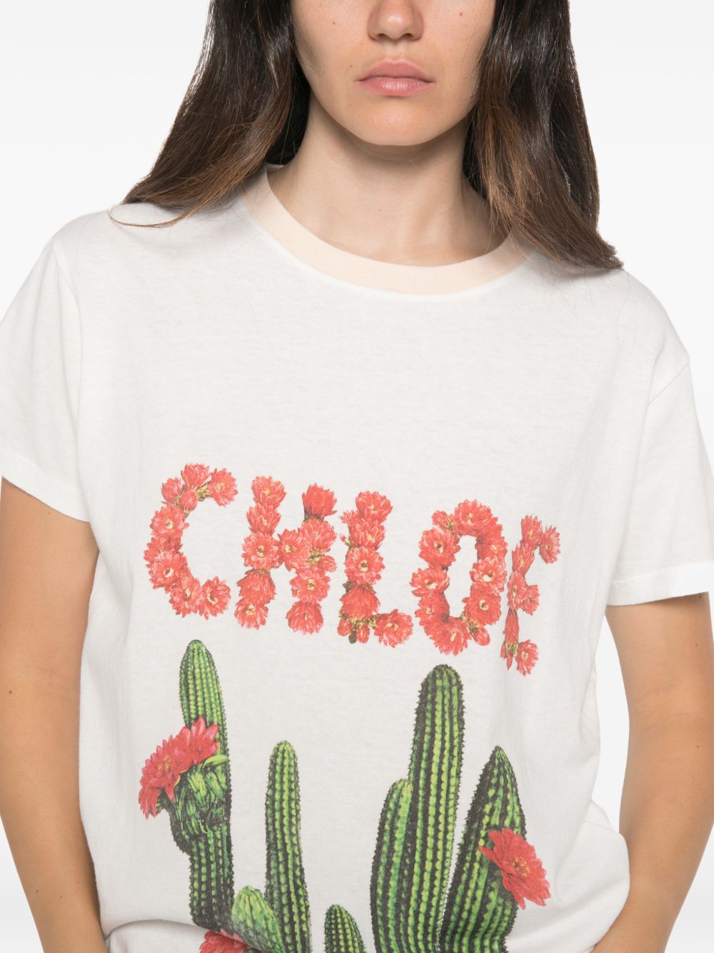 Cactus-print T-shirt CH26WJH41784 107 CHLOÉ