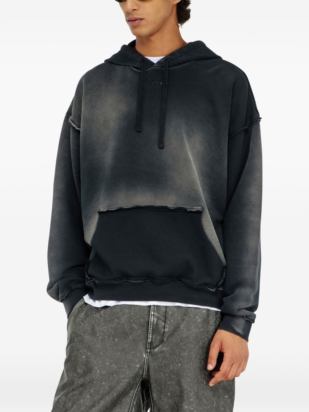 Faded hoodie with frayed details A22831 0EFBR900 DIESEL