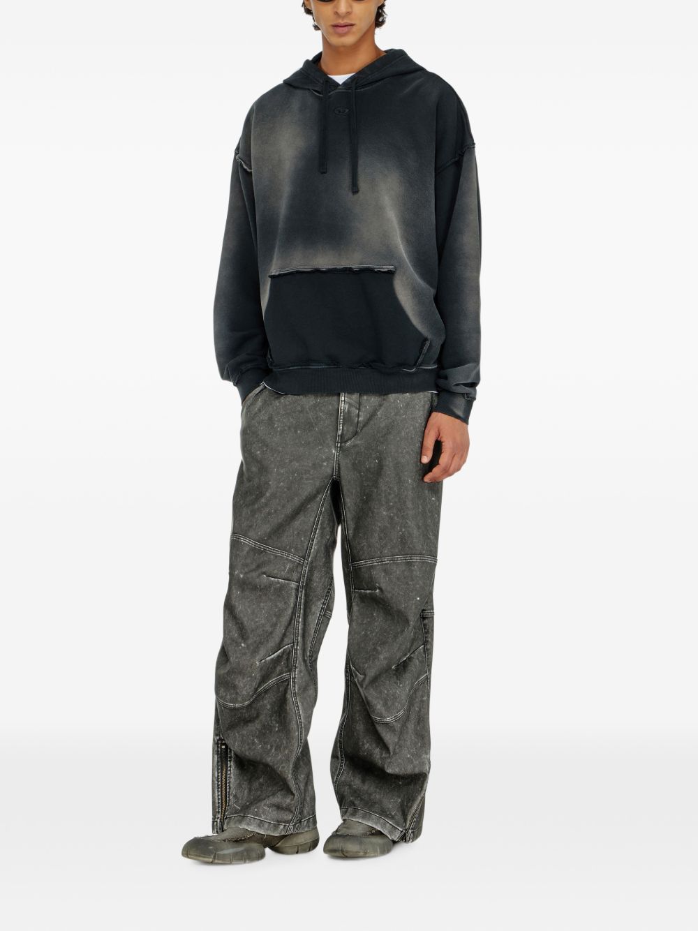 Faded hoodie with frayed details A22831 0EFBR900 DIESEL