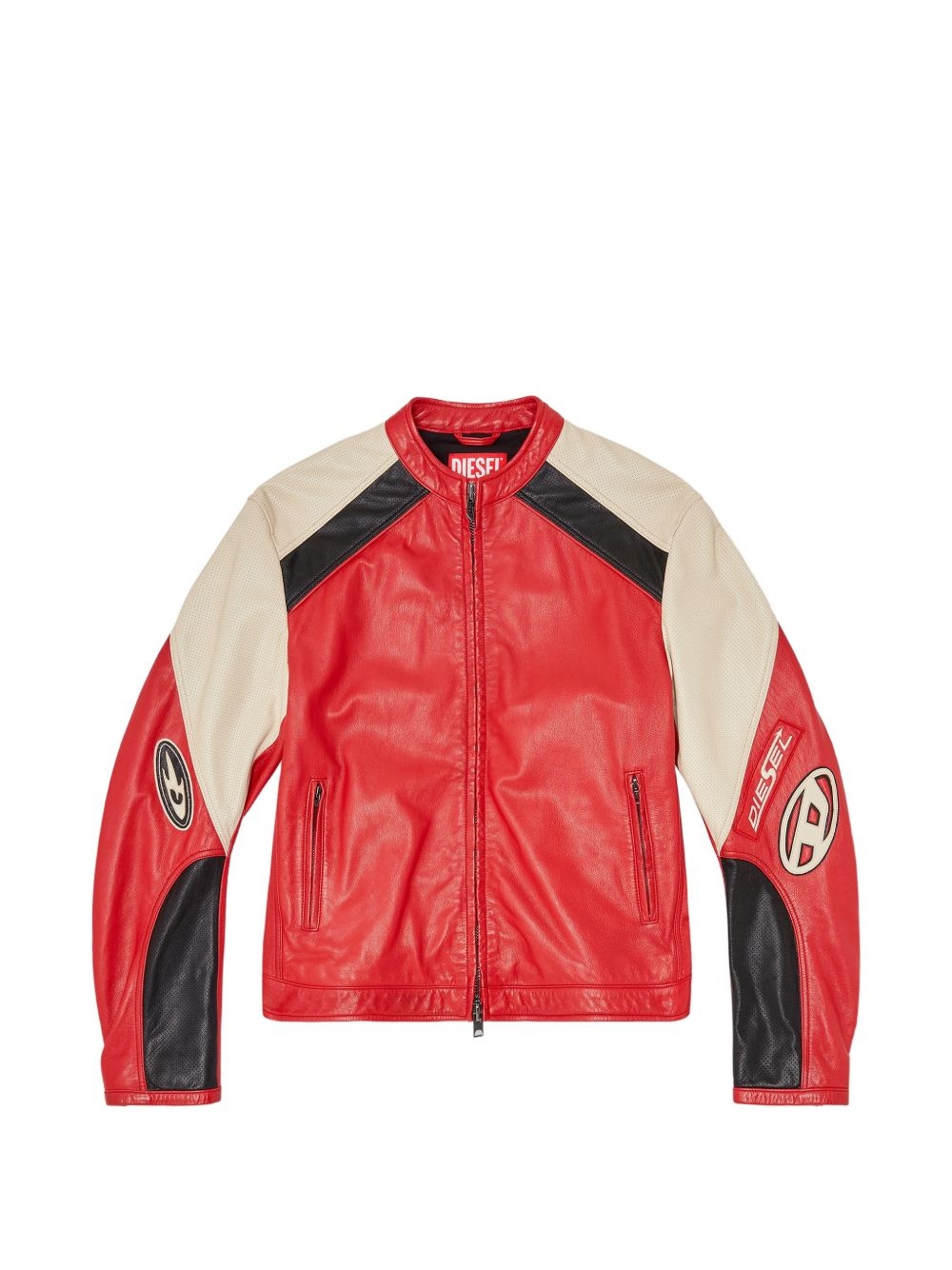 Biker jacket in colour-block perforated leather A22977 0HNBM42A DIESEL