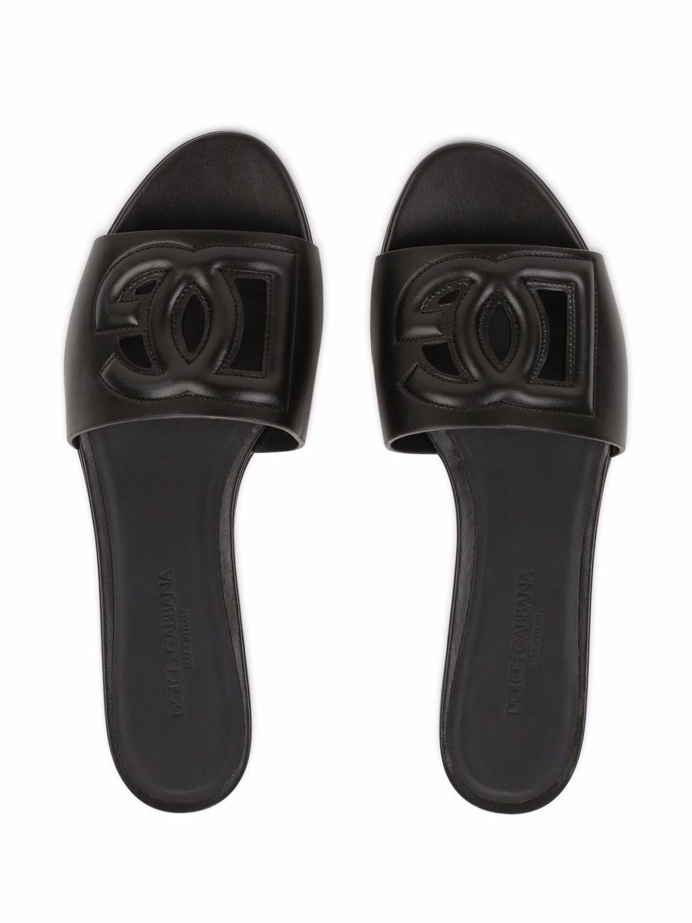 Calfskin slides with DG logo CQ0436 AY32980999 DOLCE & GABBANA