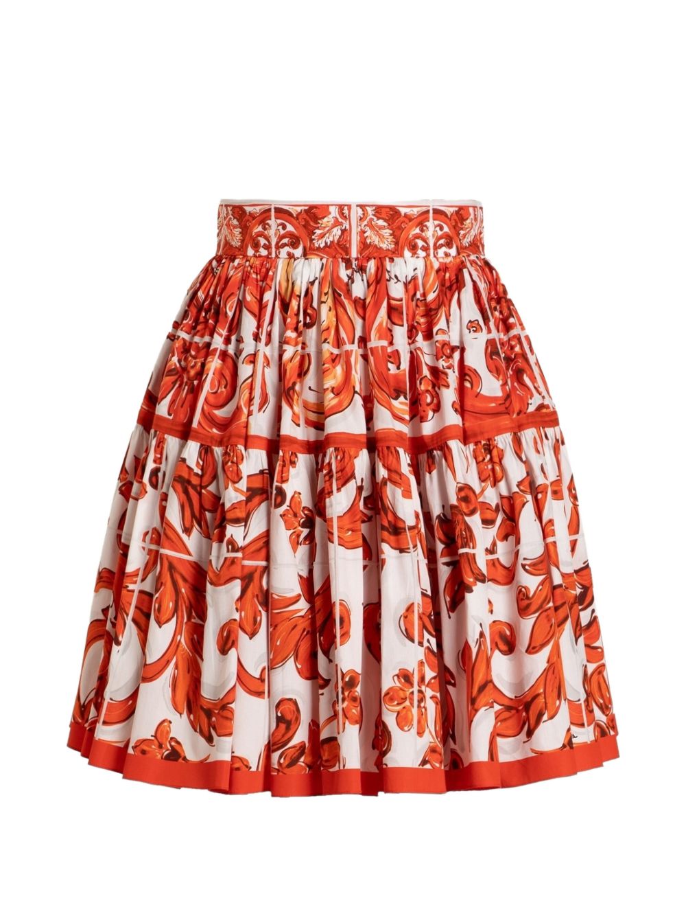 Majolica-print poplin short skirt F4CB1T GDDRLS9000 DOLCE & GABBANA