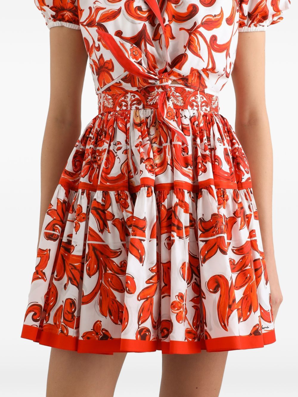 Majolica-print poplin short skirt F4CB1T GDDRLS9000 DOLCE & GABBANA