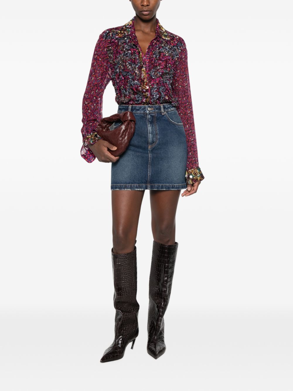 logo-plaque denim mini skirt F4CX1D G8PT2S9001 DOLCE & GABBANA