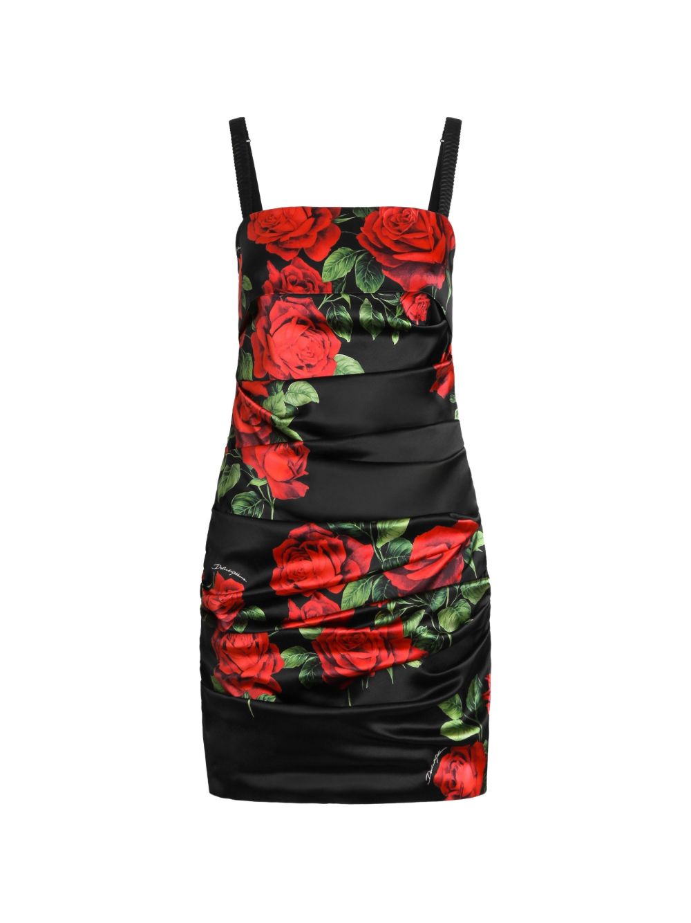 Rose-print satin dress F619AT FSA9SHN6EJ DOLCE & GABBANA