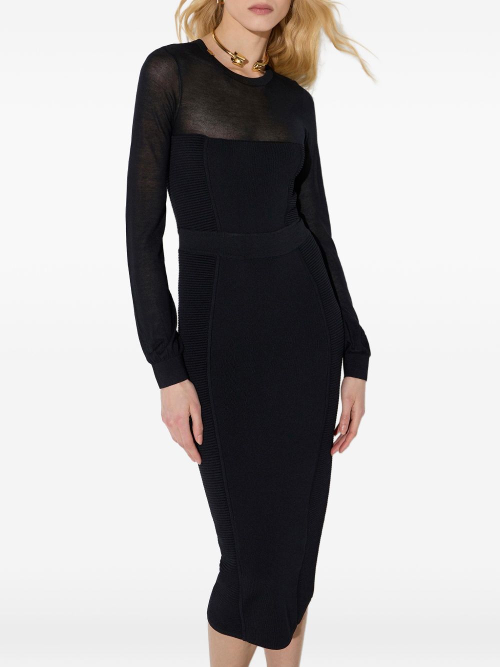 Knitted dress with 3D effects AM53B67E2 110 ELISABETTA FRANCHI