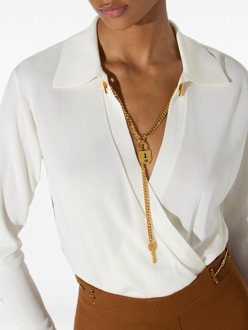 Viscose yarn bodysuit with jewel chain BK03S66E2 193 ELISABETTA FRANCHI