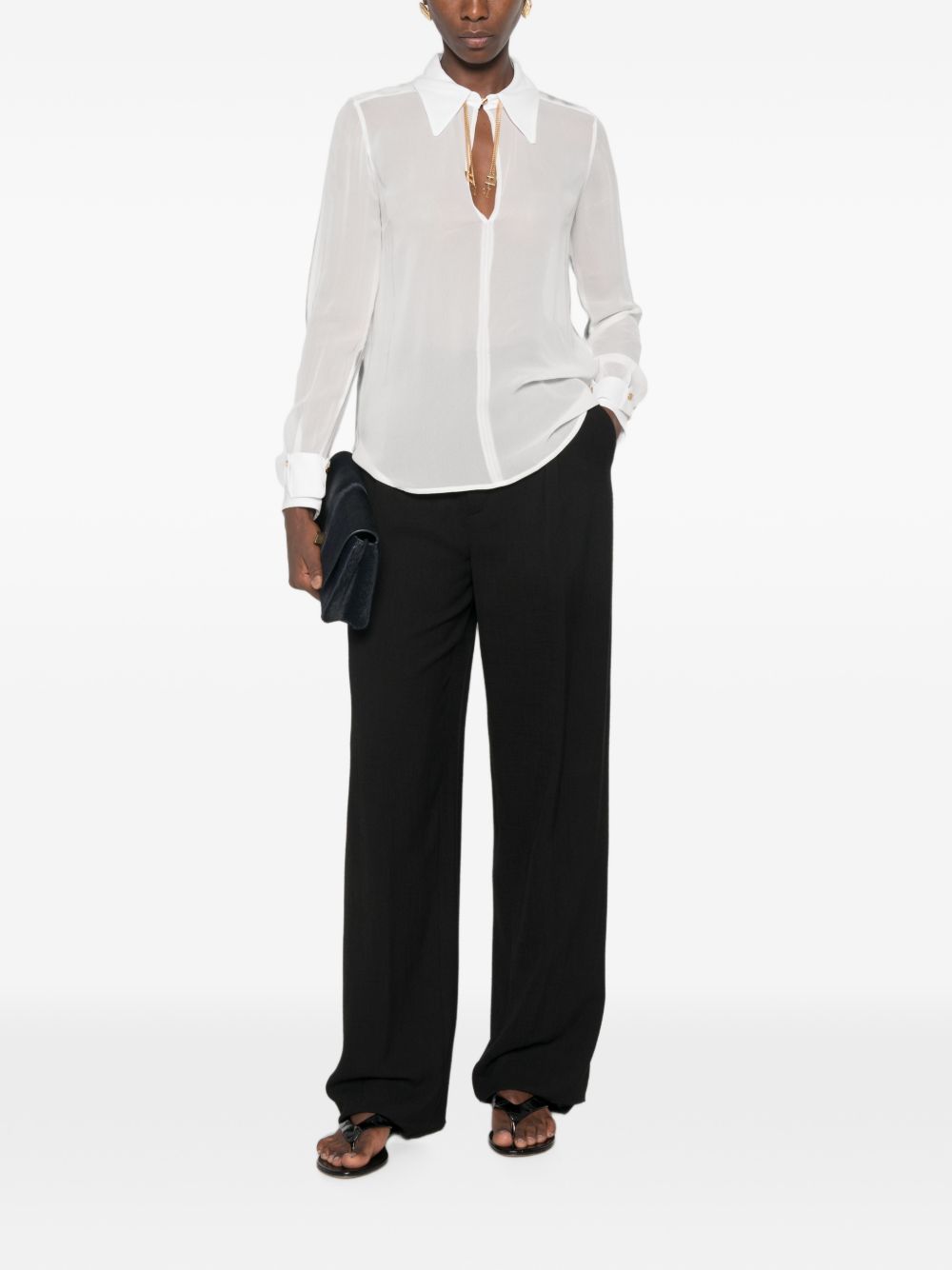 Georgette shirt with jewel logos CA19466E2 360 ELISABETTA FRANCHI