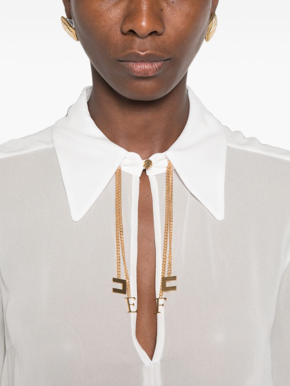 Georgette shirt with jewel logos CA19466E2 360 ELISABETTA FRANCHI