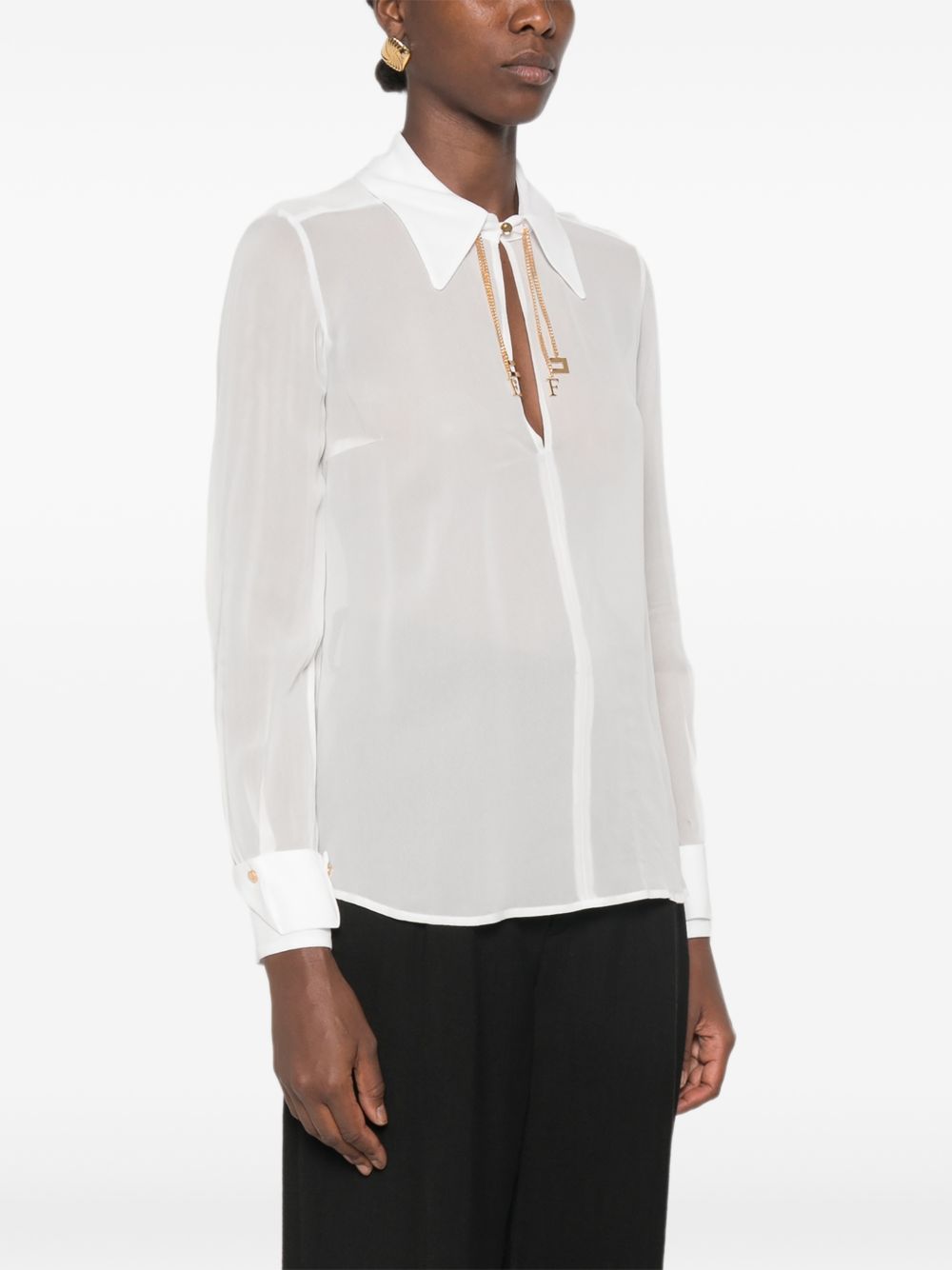 Georgette shirt with jewel logos CA19466E2 360 ELISABETTA FRANCHI