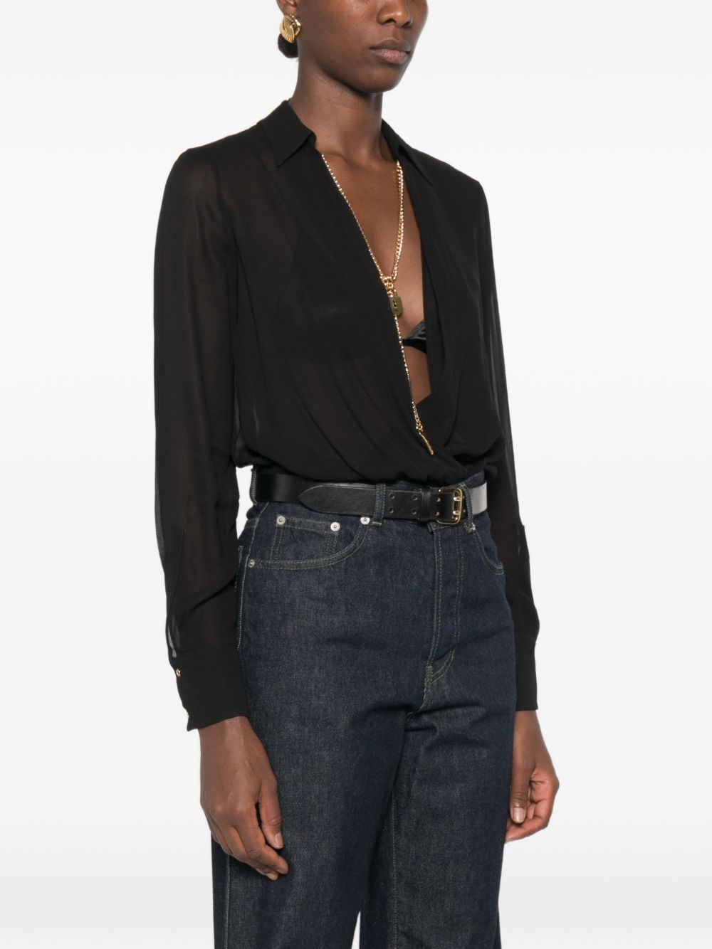 Georgette bodysuit with jewel chain CB00966E2 110 ELISABETTA FRANCHI