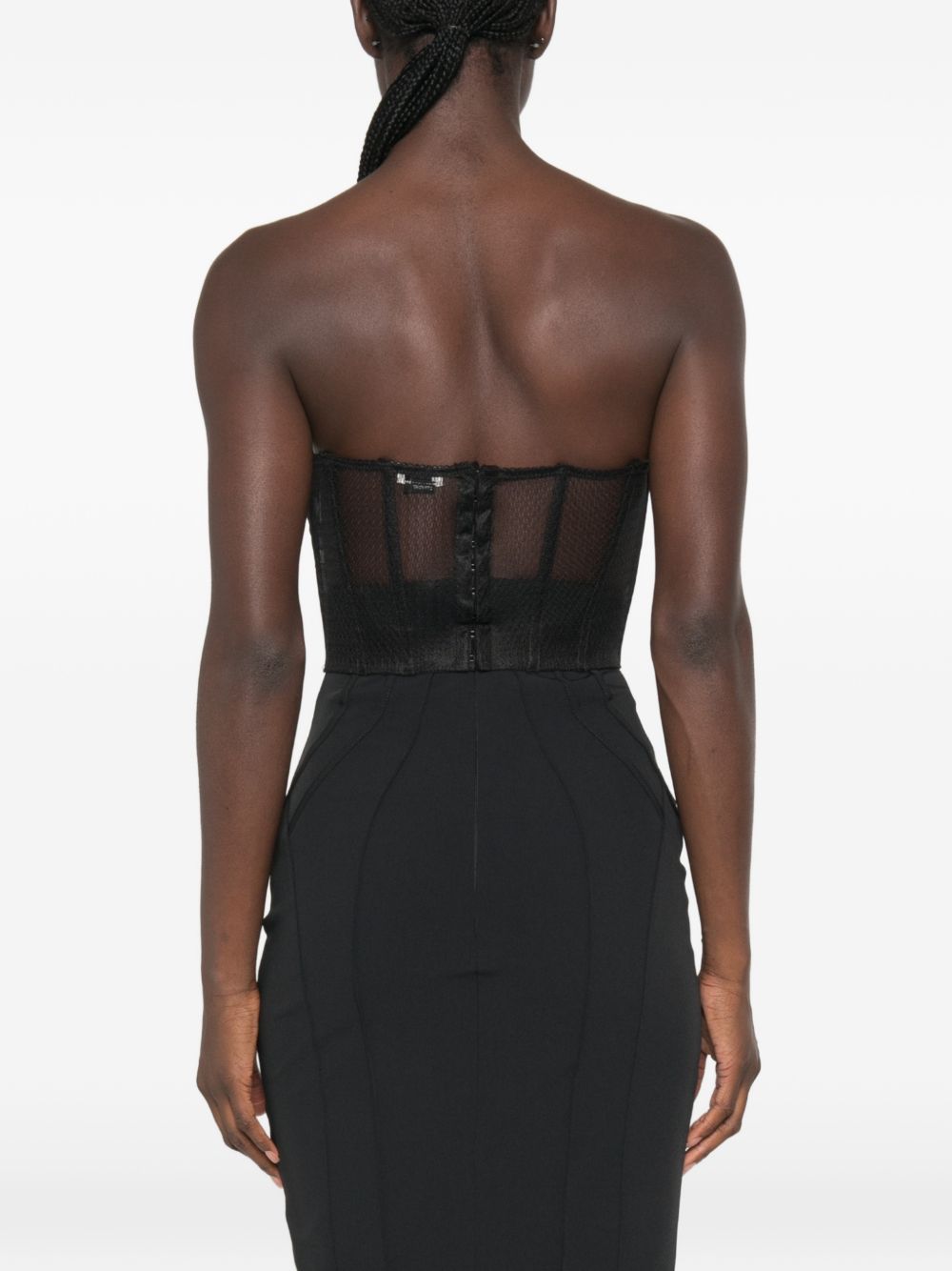 Mesh and crepe bustier top TO07567E2 110 ELISABETTA FRANCHI