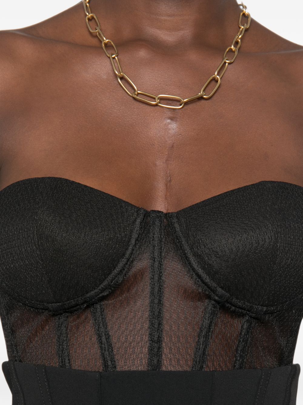 Mesh and crepe bustier top TO07567E2 110 ELISABETTA FRANCHI