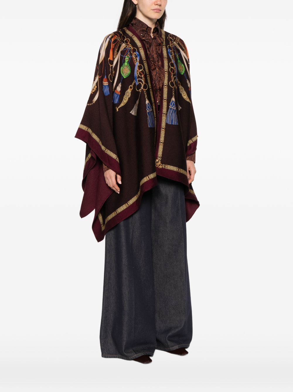 Tassel-print silk-trim cape WRBD0004 AK1FNX0828 ETRO