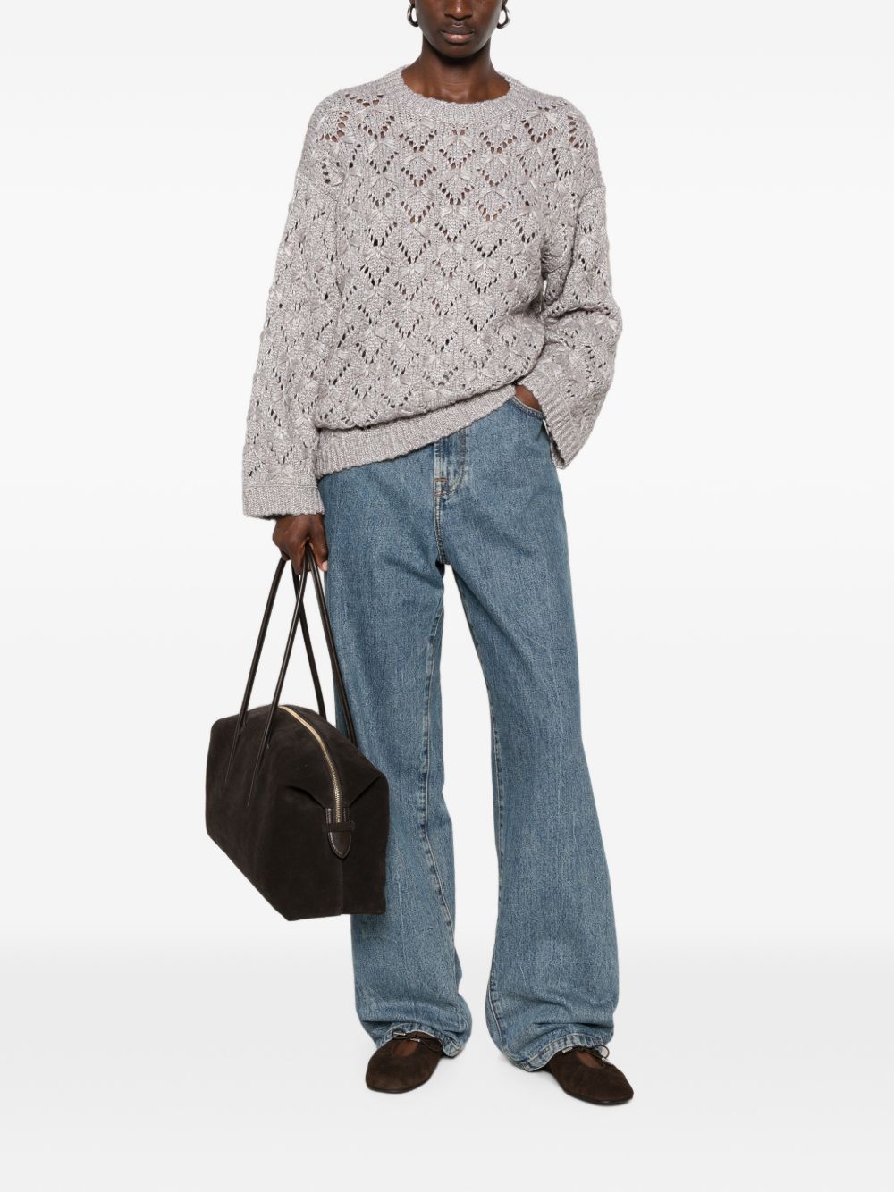 open-knit pointelle-trim sweater MAD216F091 M3158206 FABIANA FILIPPI