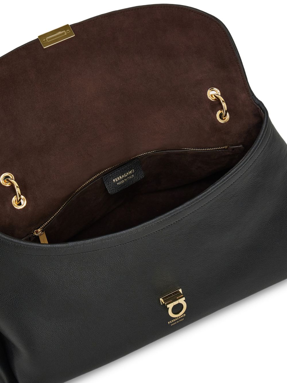 GANCINI pebbled-leather shoulder bag 21A866 SH L 796250NERO FERRAGAMO