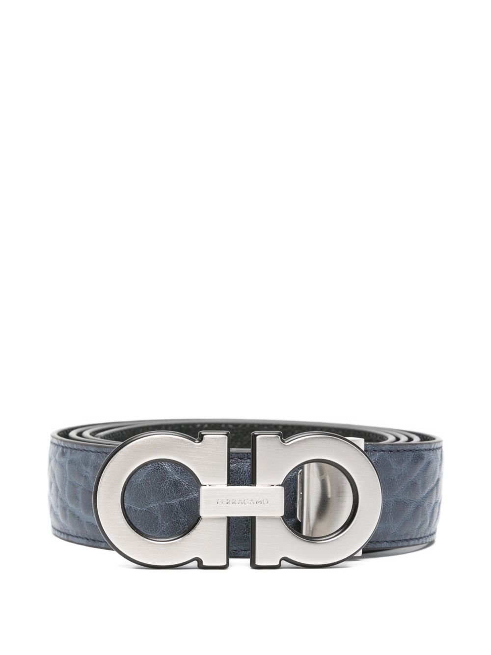 GANCINI reversible leather belt 670460DOUBLEADJUS 796230NEW NAVY DKB/GRAPHITE FERRAGAMO