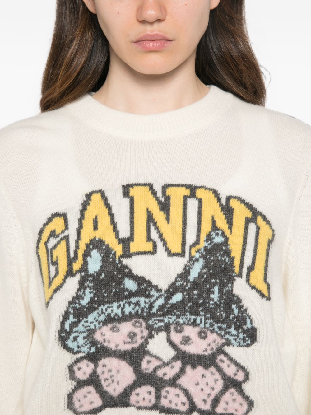 Bear Printed Crewneck Jumper A1150051 135 GANNI