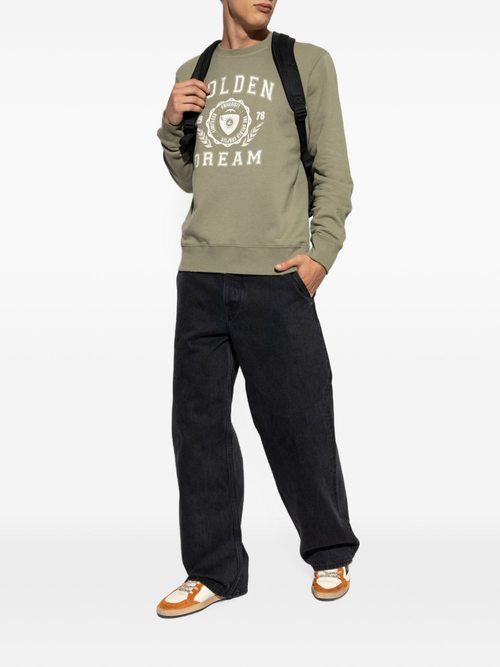 Logo-print distressed-effect sweatshirt GMP01223 P00263436109 GOLDEN GOOSE
