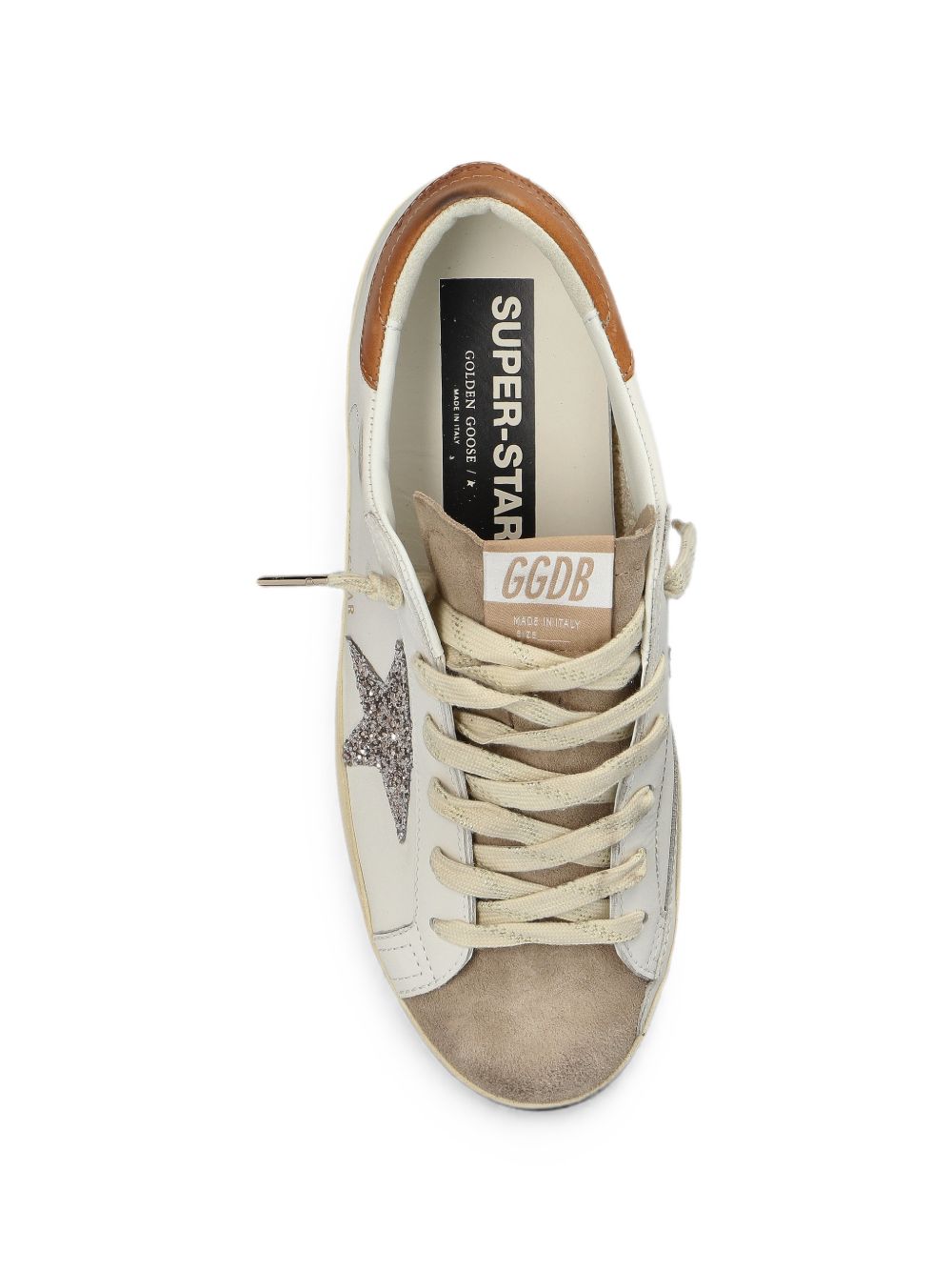SUPER STAR LEATHER UPPER AND HEEL SUEDE TOE GLITTER STAR GWF00101 F00871912524 GOLDEN GOOSE