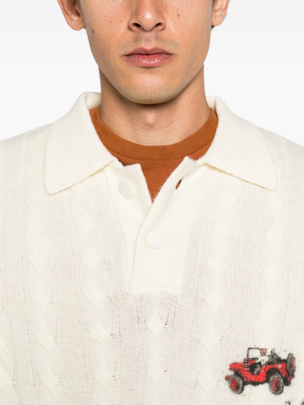 Cable-knit graphic-print shirt HEFW26SW01073 0075 HOUSE OF ERRORS