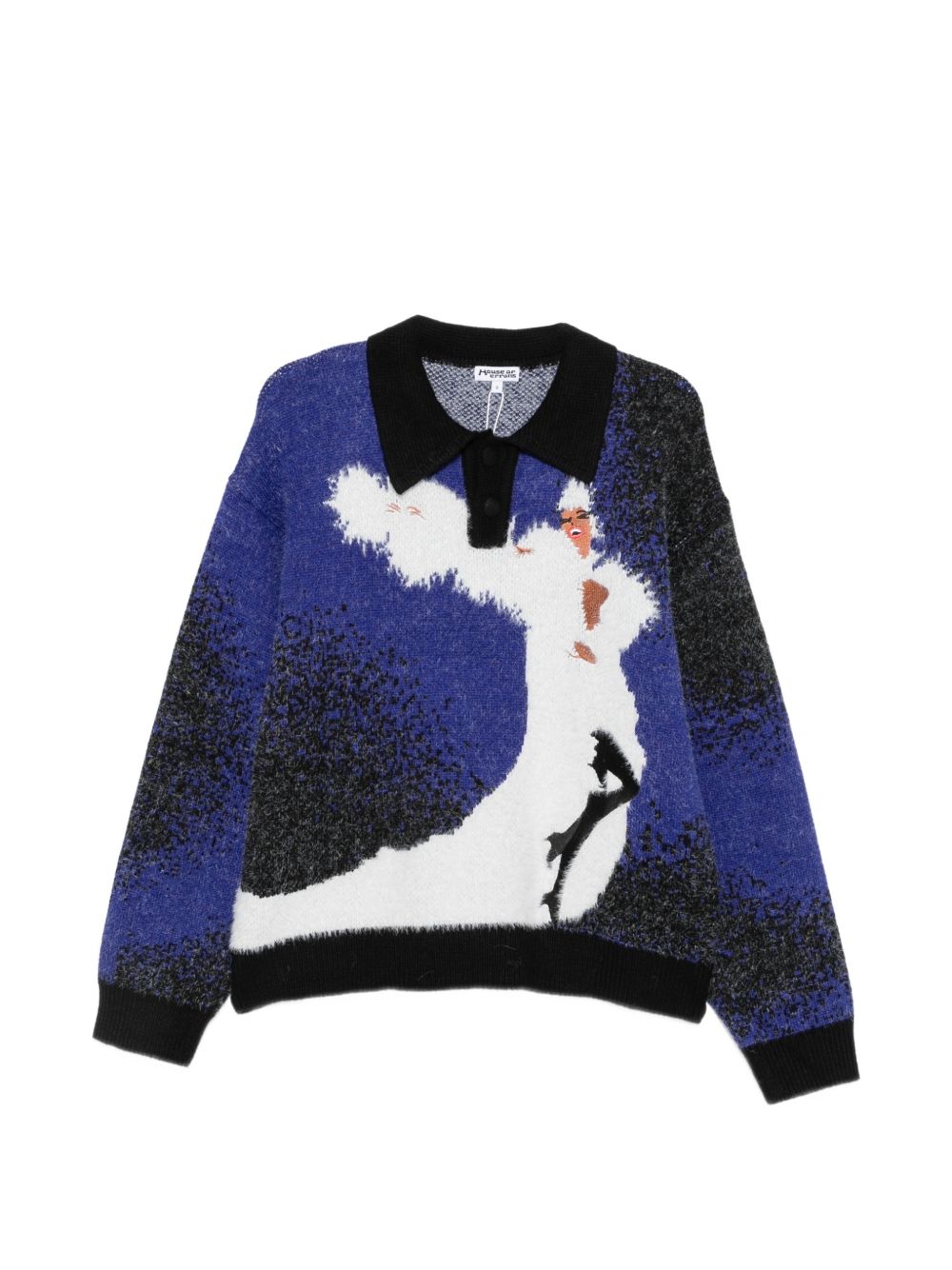 Graphic-intarsia polo shirt HEFW26SW01707 0171 HOUSE OF ERRORS