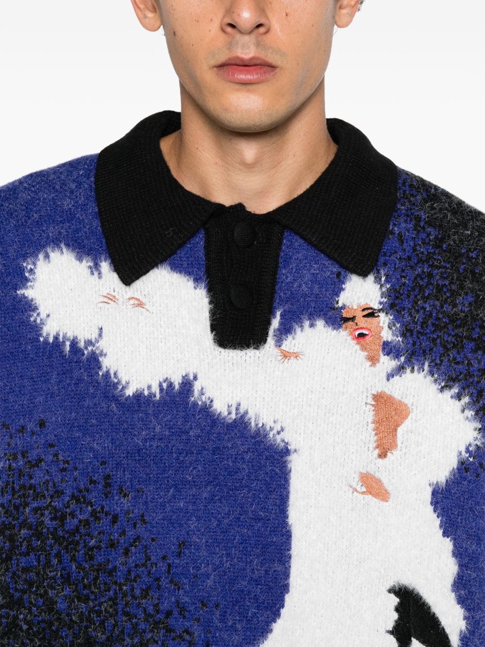 Graphic-intarsia polo shirt HEFW26SW01707 0171 HOUSE OF ERRORS