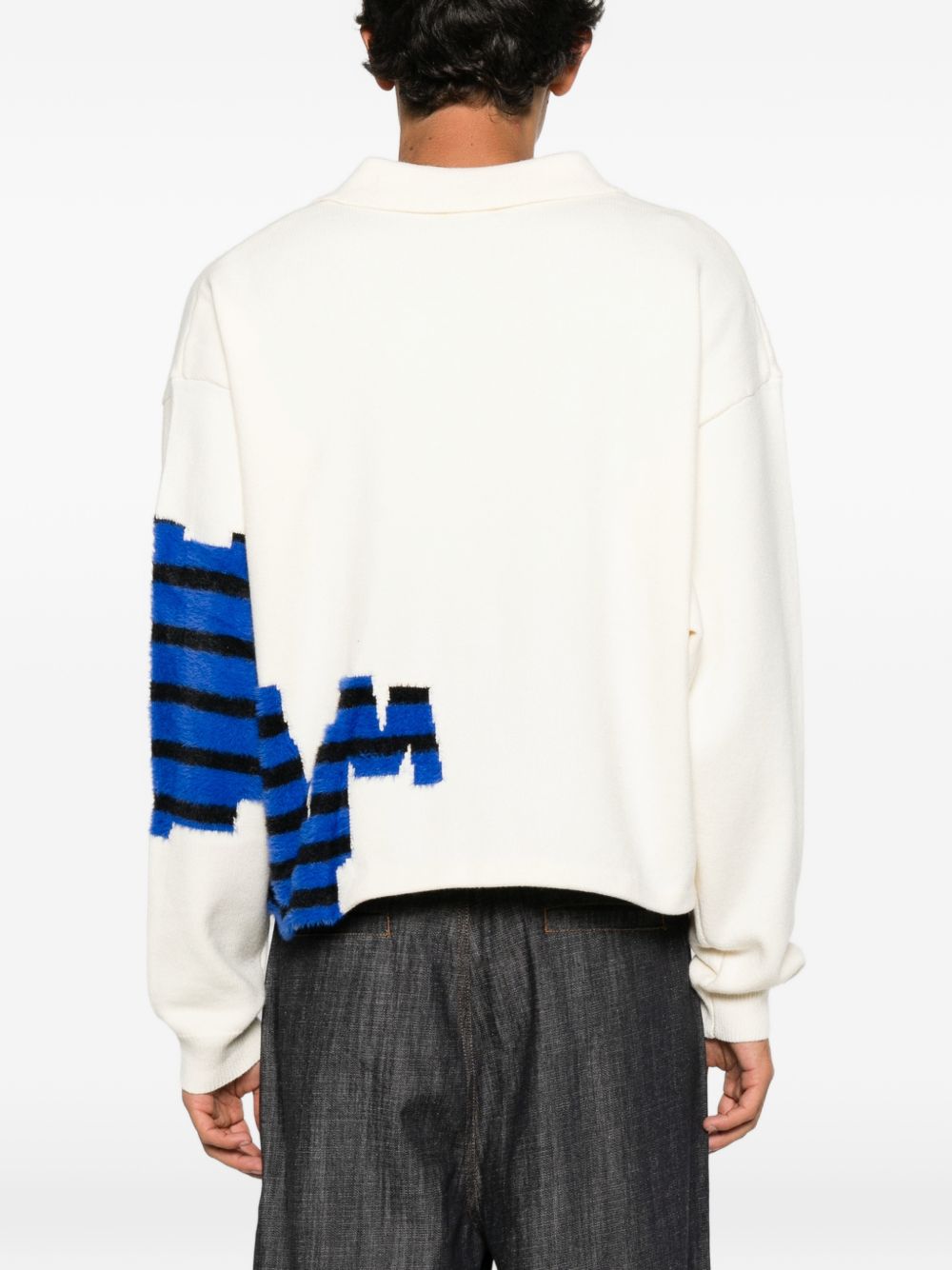 Graphic-intarsia polo shirt HEFW26SW02708 8475 HOUSE OF ERRORS