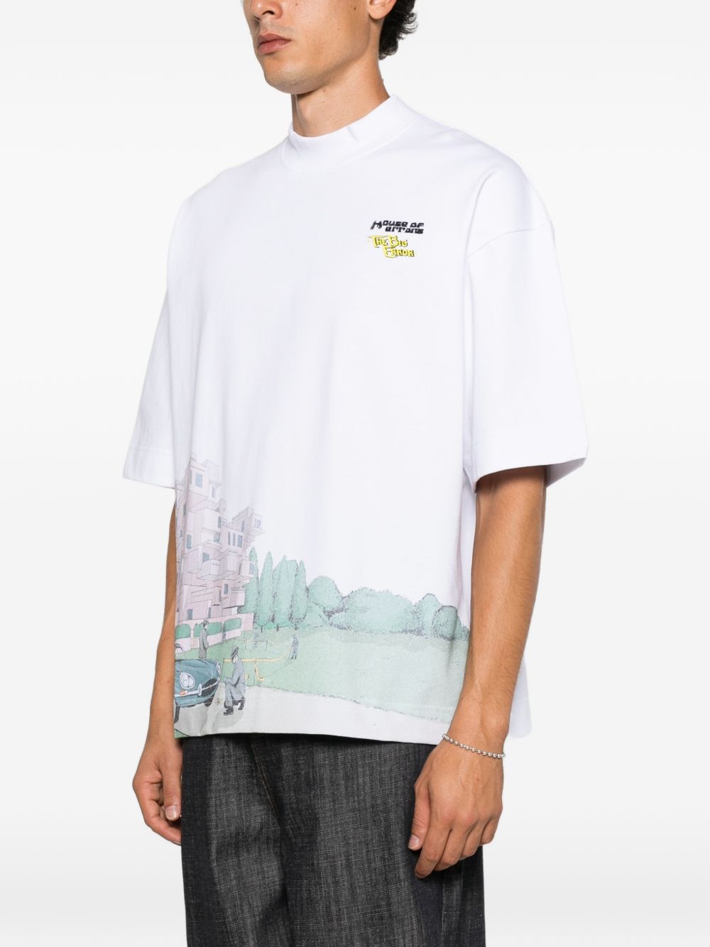 Graphic-print high-neck T-shirt HEFW26TT02012 0053 HOUSE OF ERRORS