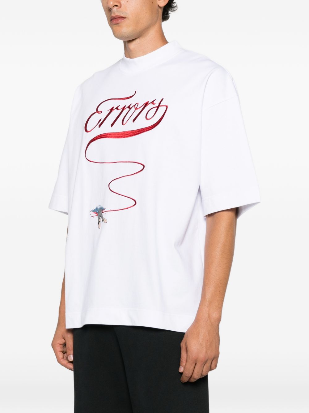Embroidered high-neck T-shirt HEFW26TT11012 0053 HOUSE OF ERRORS