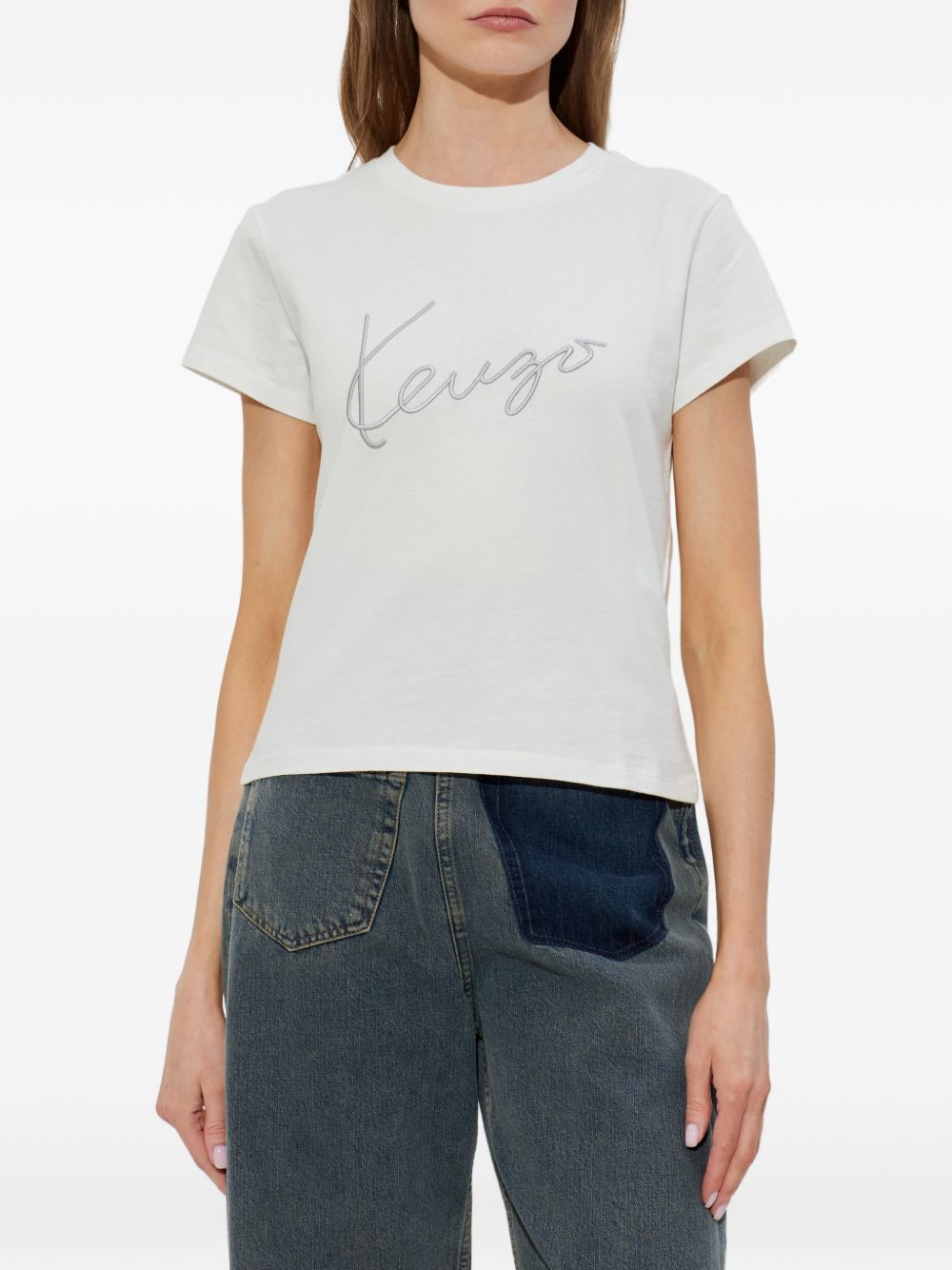 Signature logo-embroidered cotton T-shirt FG62TS2624SG 02 KENZO