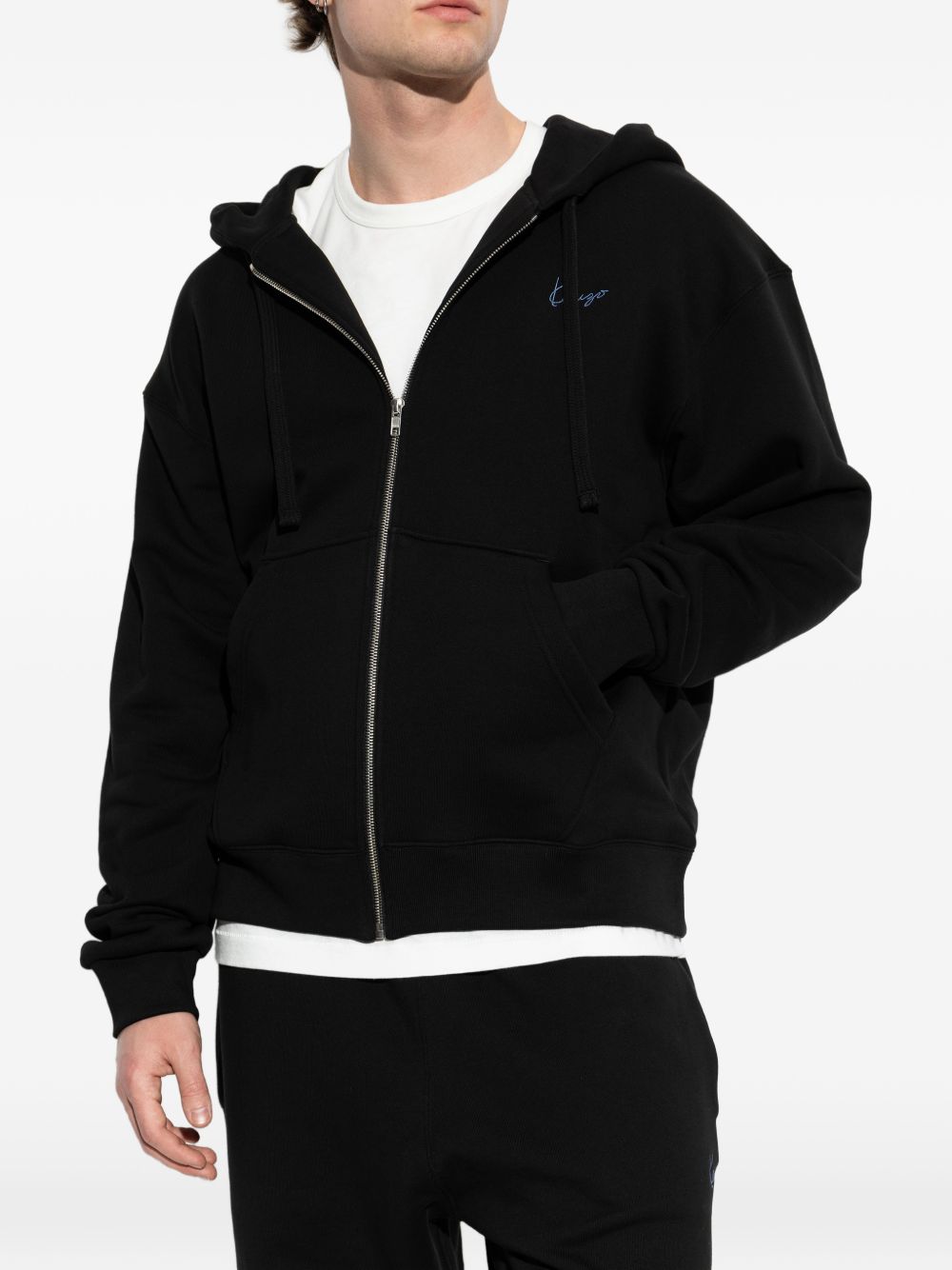 logo-embroidered zip-up hoodie FG65HO2644MJ 99J KENZO