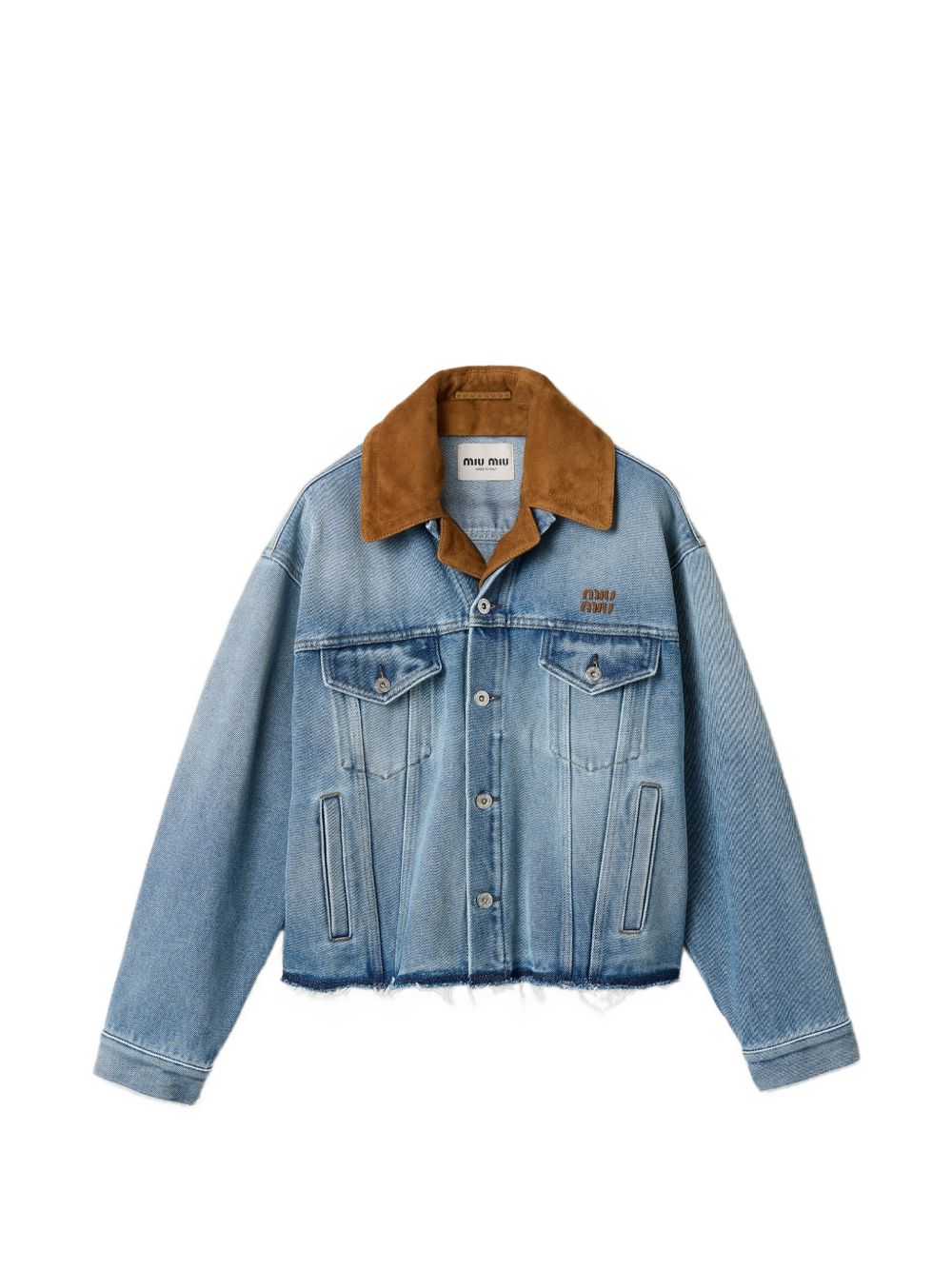 Denim and suede blouson jacket GWB313196Y S-OOOF0013 MIU MIU