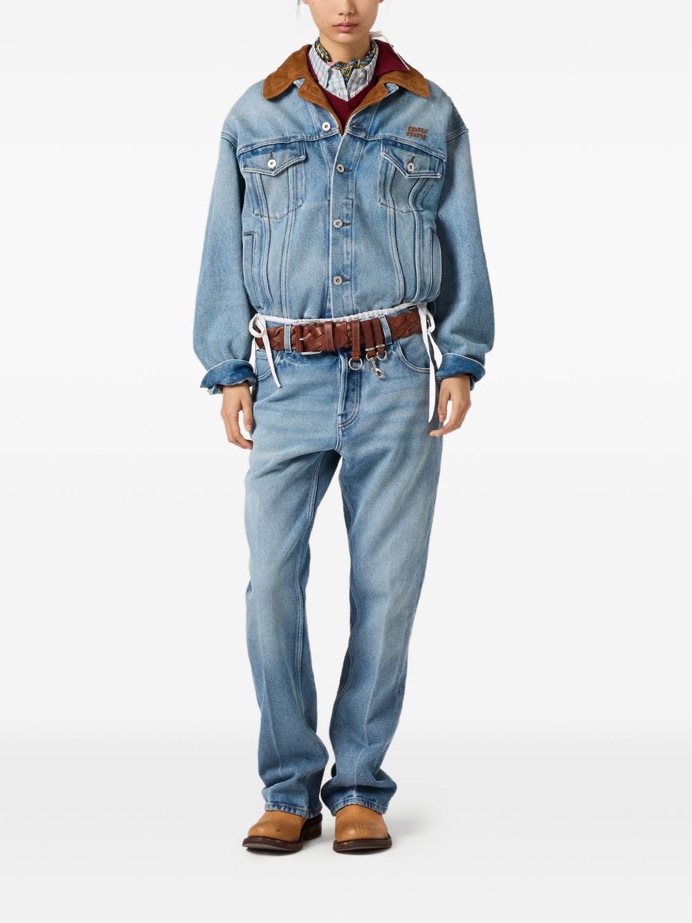 Denim and suede blouson jacket GWB313196Y S-OOOF0013 MIU MIU