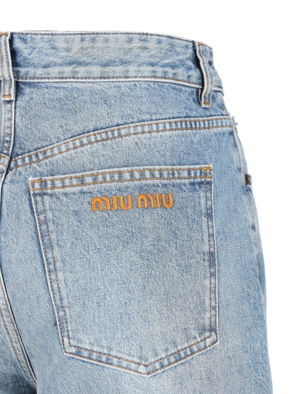 Five-pocket washed denim jeans GWP5001NLC S-OOOF0008 MIU MIU