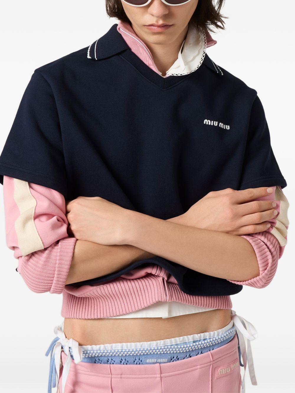 Cropped cotton fleece sweatshirt MJNA41191L S-OOOF0008 MIU MIU