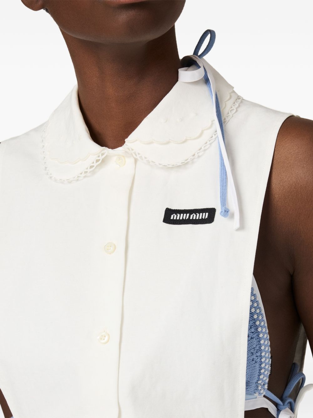 Slubbed poplin side-tie shirt MK2041163M S-OOOF0009 MIU MIU