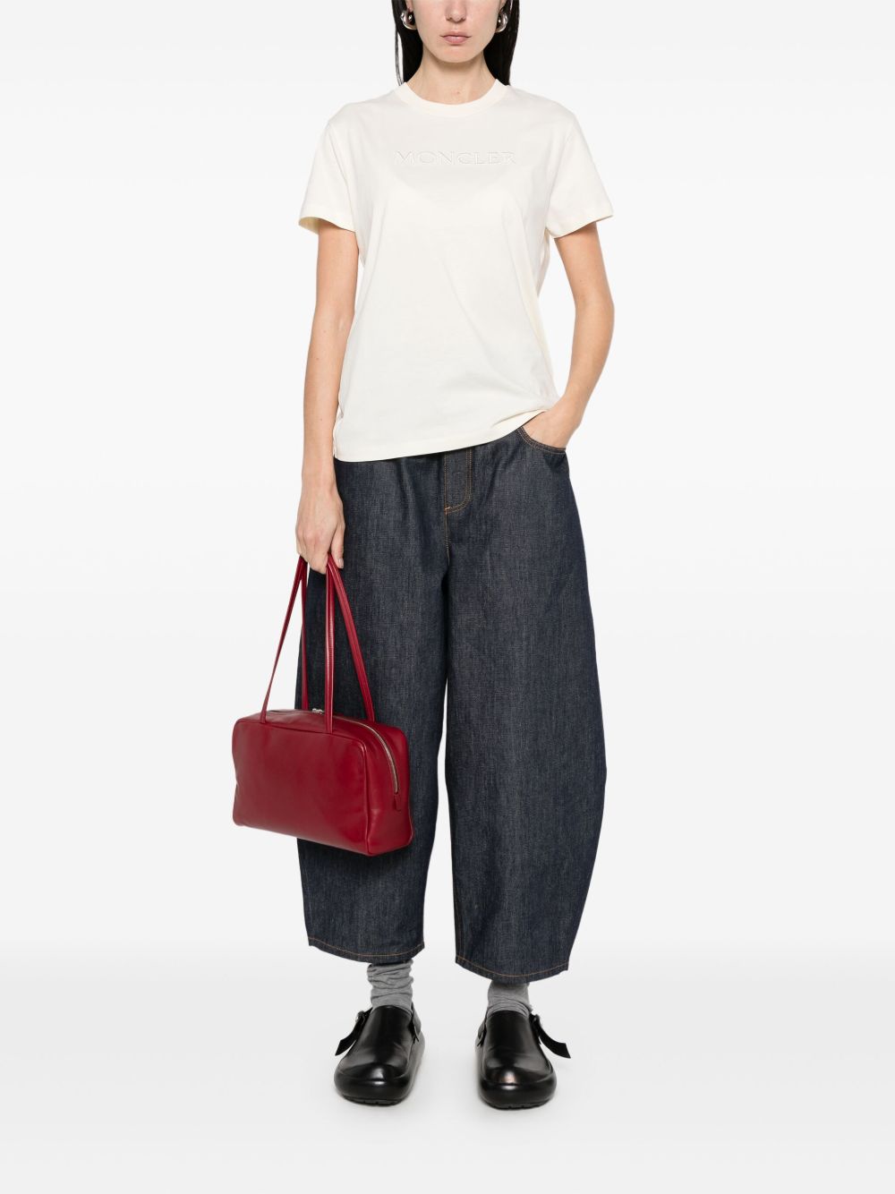 Embroidered Tonal Logo Cotton T-Shirt L20938C00021 89AUO037 MONCLER
