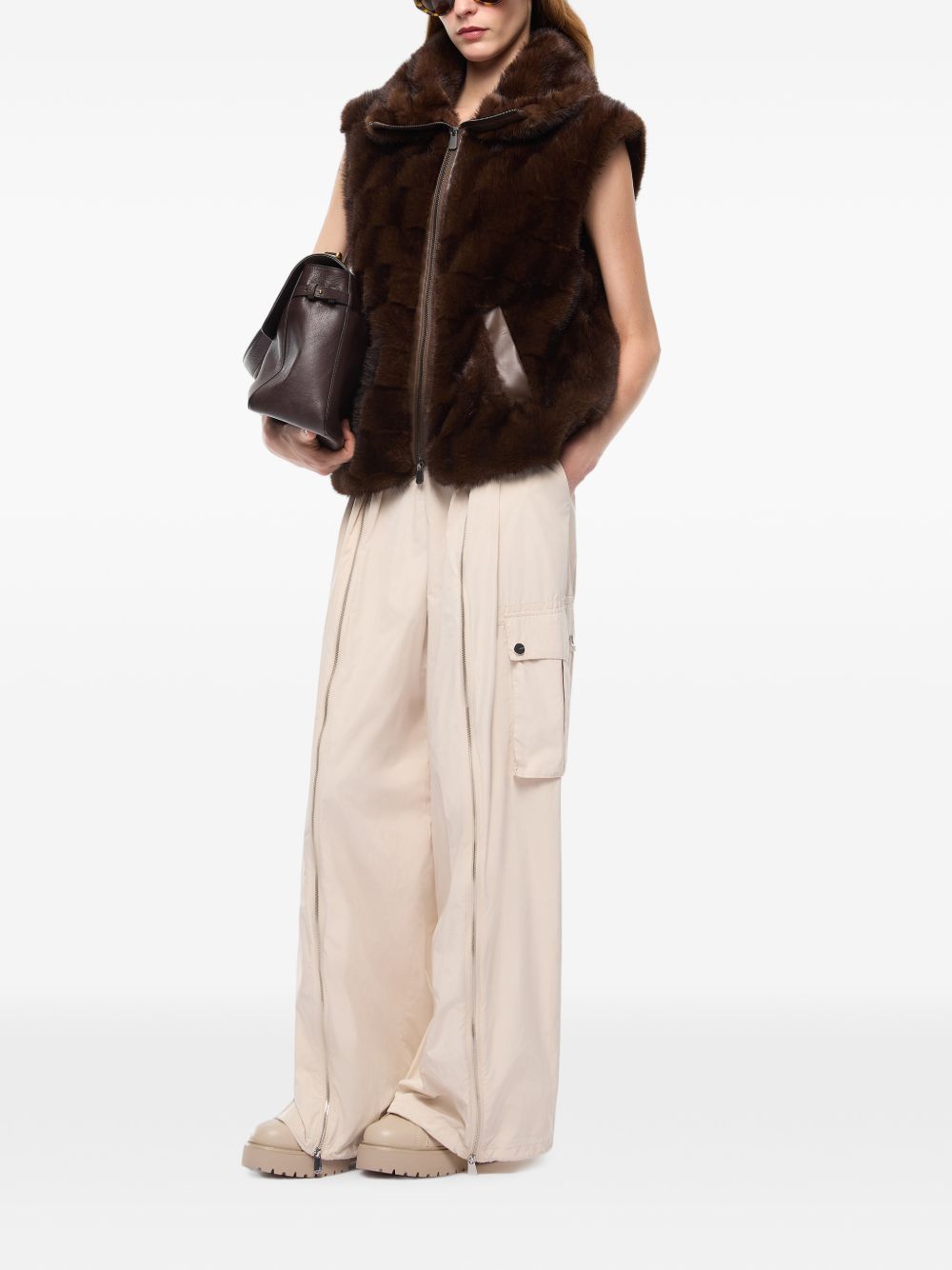 Fur-effect vest with zip 106939 A3C5M11 PINKO