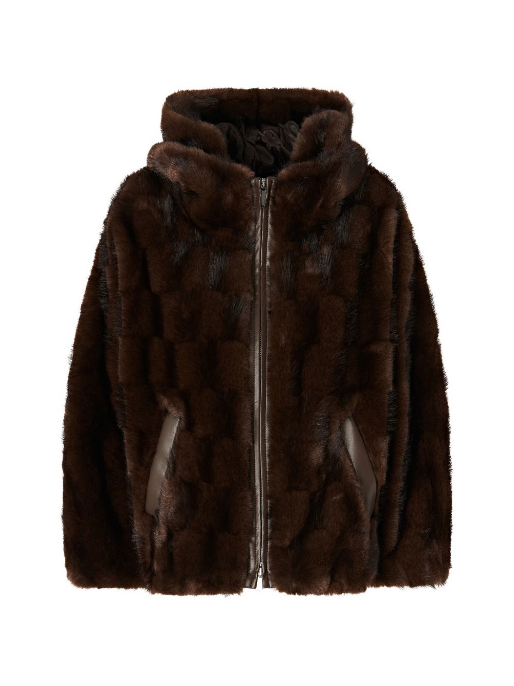 faux-fur hooded coat 107054 A3C5M11 PINKO