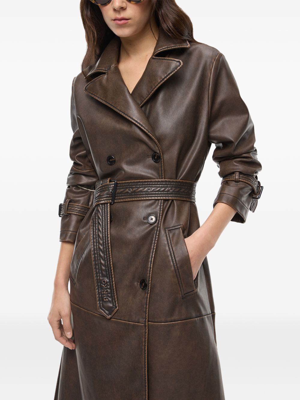 double-breasted belted coat 107055 A3E8L64 PINKO