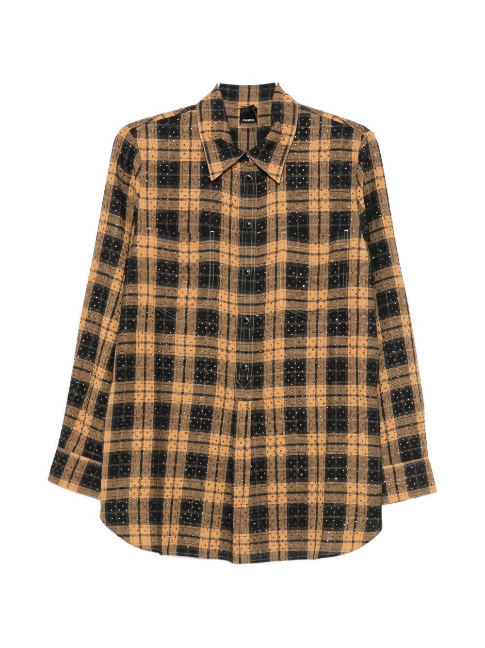 rhinestone-embellished checked shirt 107172 A3FACZ3 PINKO