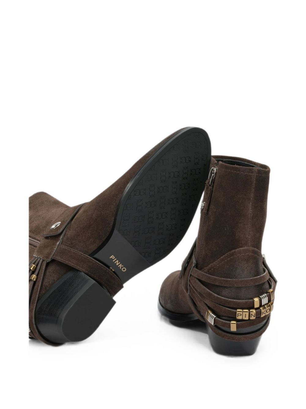 buckle-detail leather boots SD0557 P151L72 PINKO