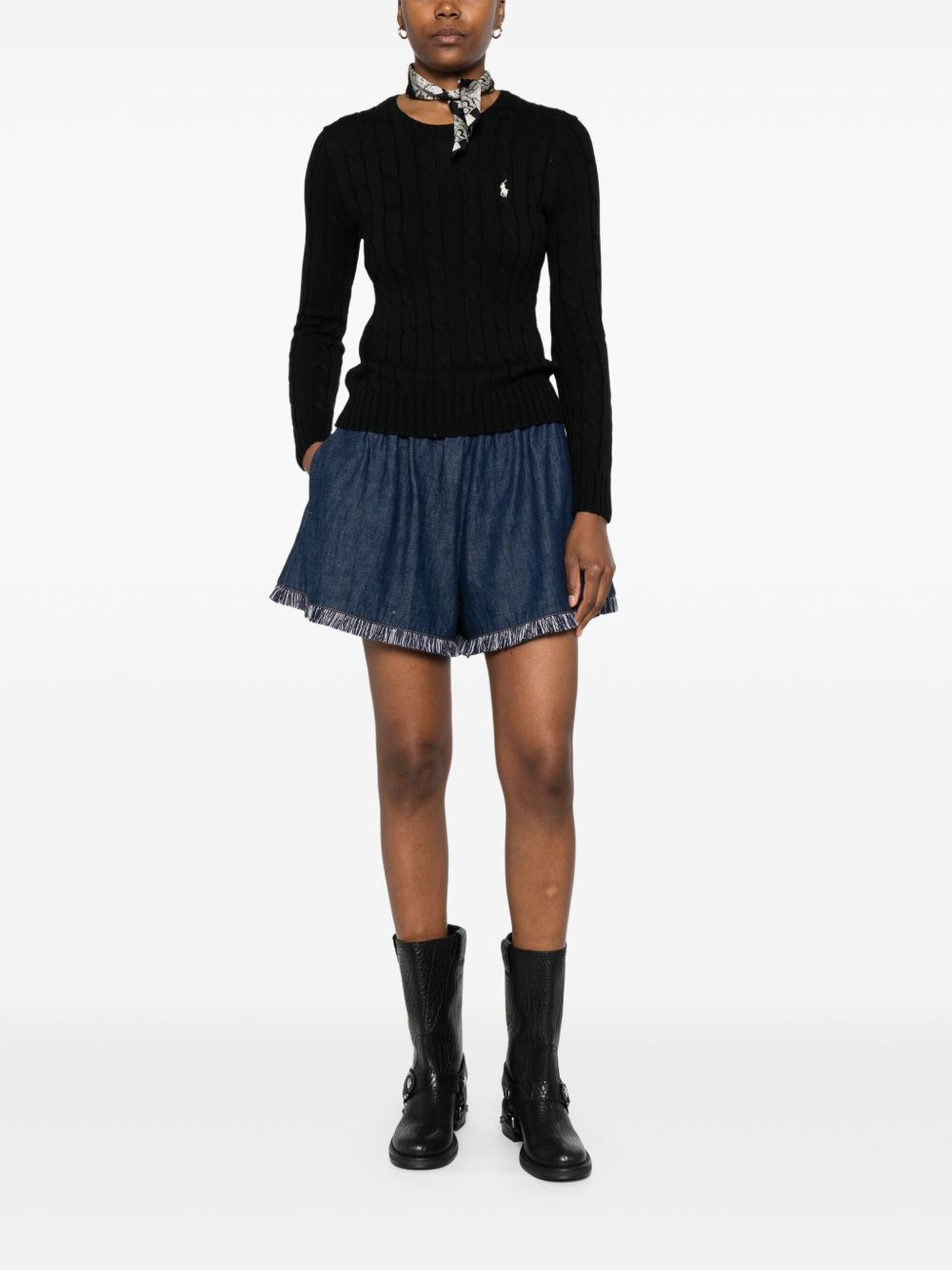 cable-knit cotton sweater 211971869006 POLO BLACK/WHITE PP POLO RALPH LAUREN