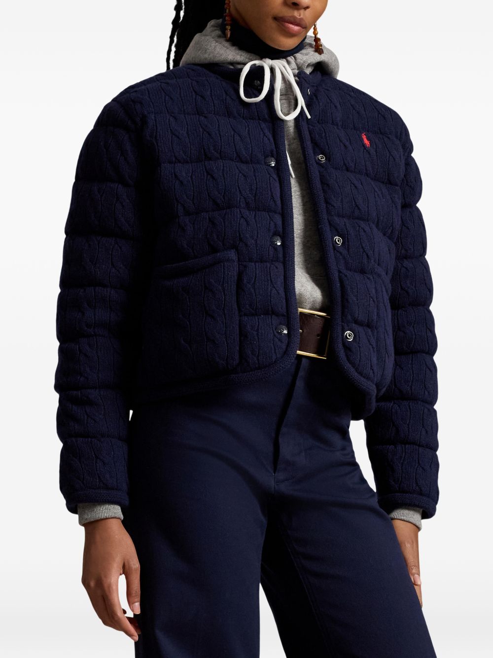 cable-knit quilted jacket 211A10459002 HUNTER NAVY POLO RALPH LAUREN