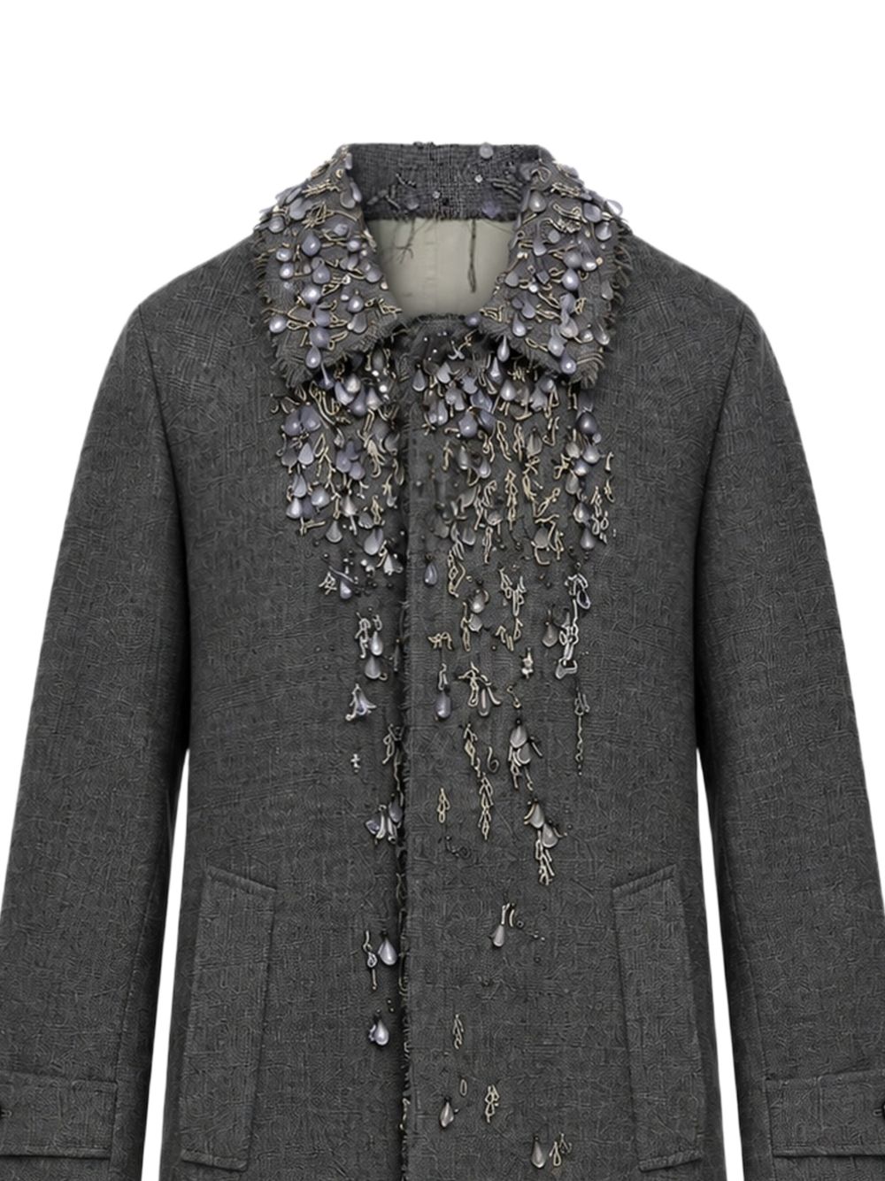 Single-breasted embroidered twill coat P680TR6707 S-OOOF0OLY PRADA